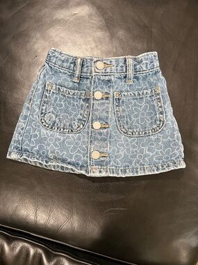 Old Navy Light Blue Floral Denim Skirt